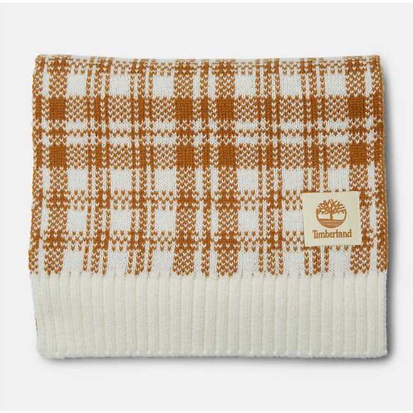 Timberland Buffalo Plaid Winter Scarf - Brown/Cream - NWT - Picture 7 of 8